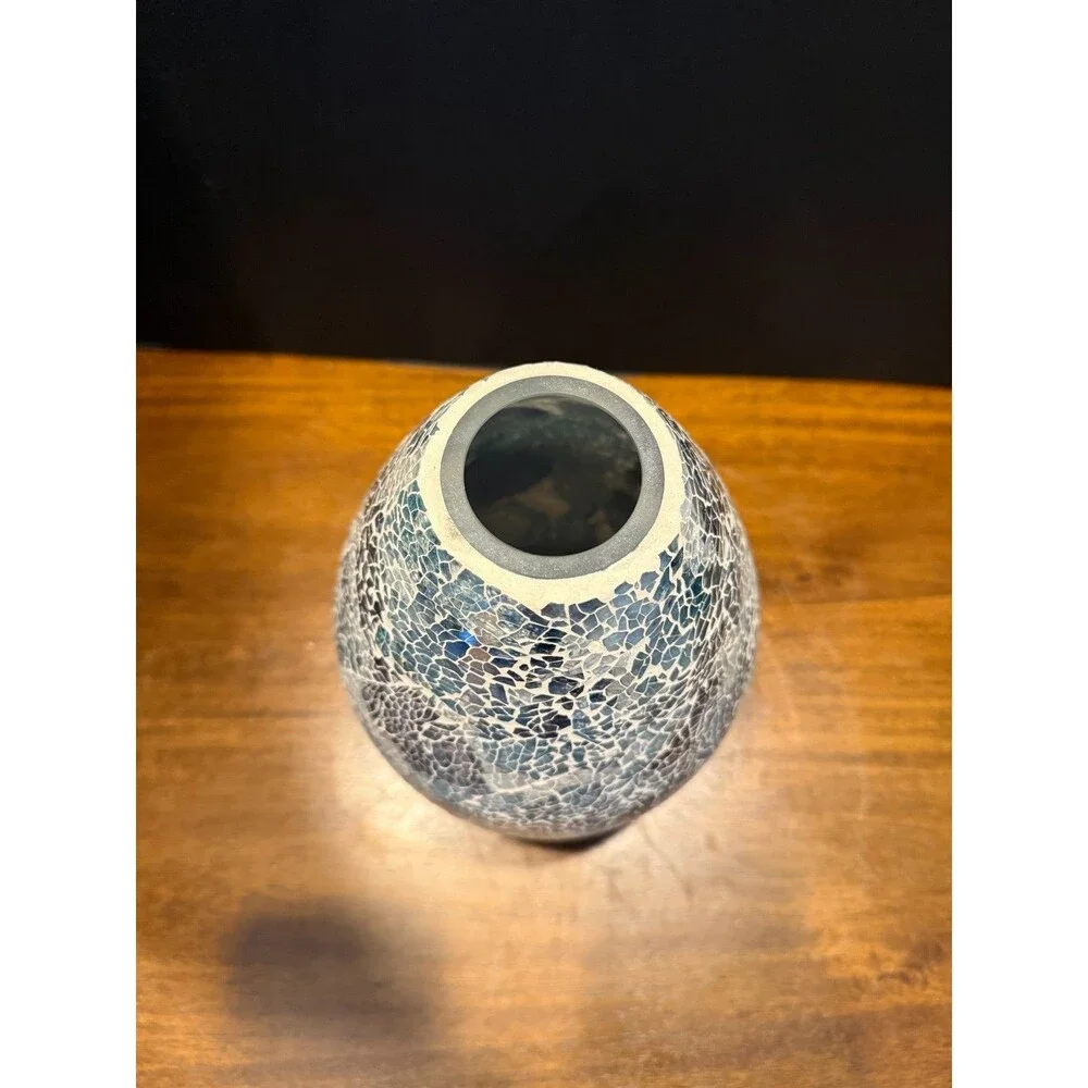 Scentsy AWAKEN Premium Diffuser Shade Only Blue White Cracked Mosaic Glass